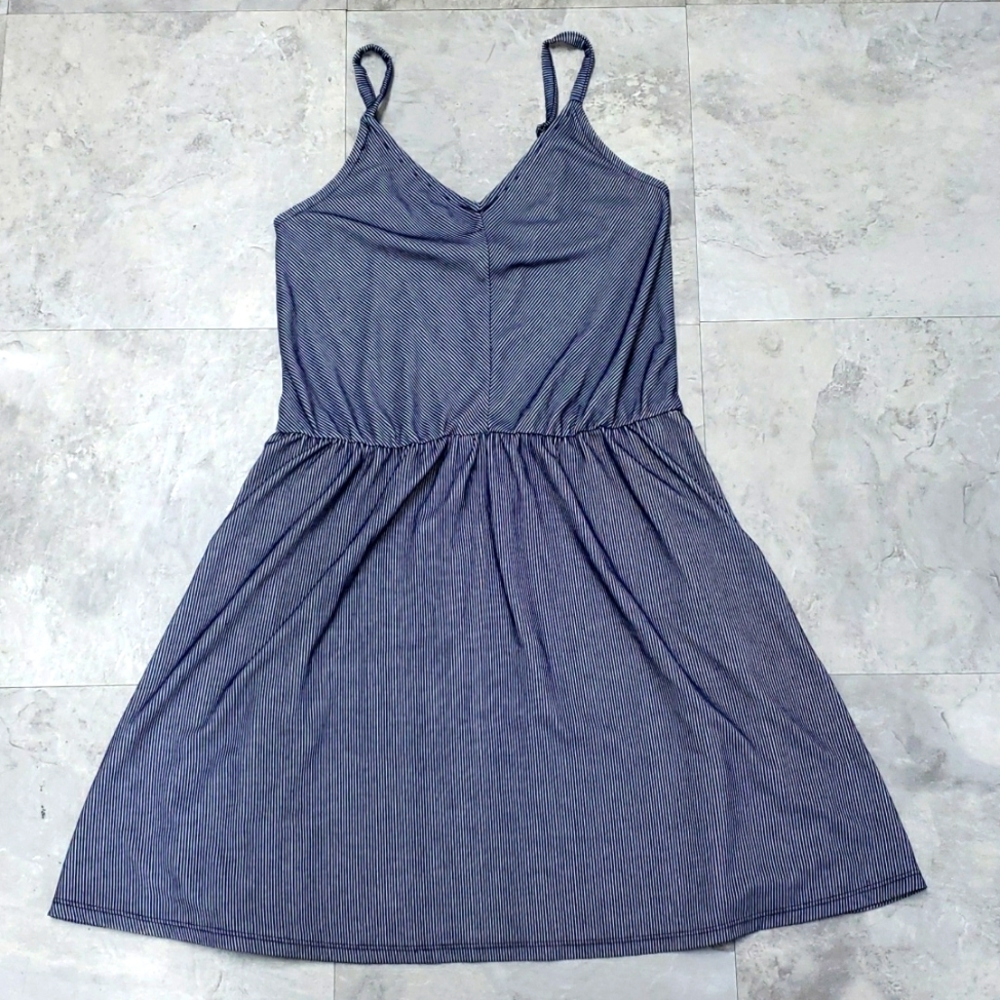 #10378-9  Women’s Tank Top Dress,Blue(stipes white),XS